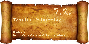 Tomsits Krisztofer névjegykártya